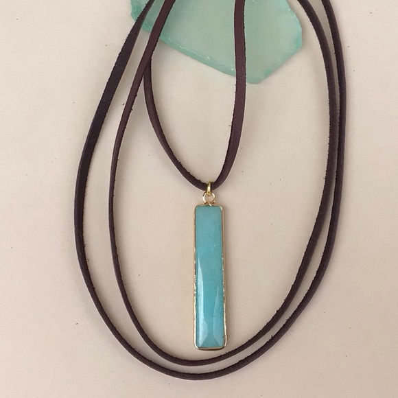 Set of 4 Amazonite Sundance Charm Leather Cord Necklace - Picture 2 of 9